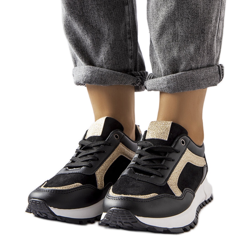 Inna Black sneakers with glitter decoration from Busso