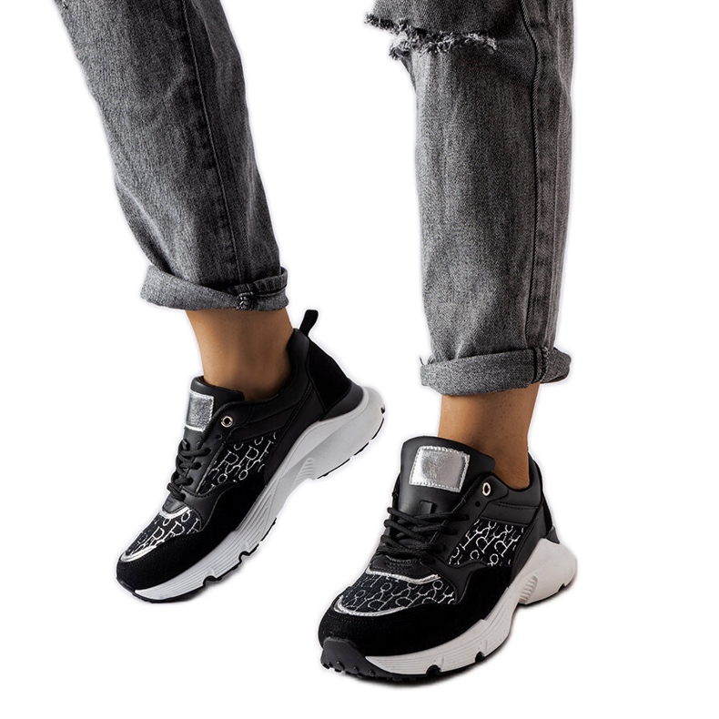 Black sneakers with silver decoration from Rio white
