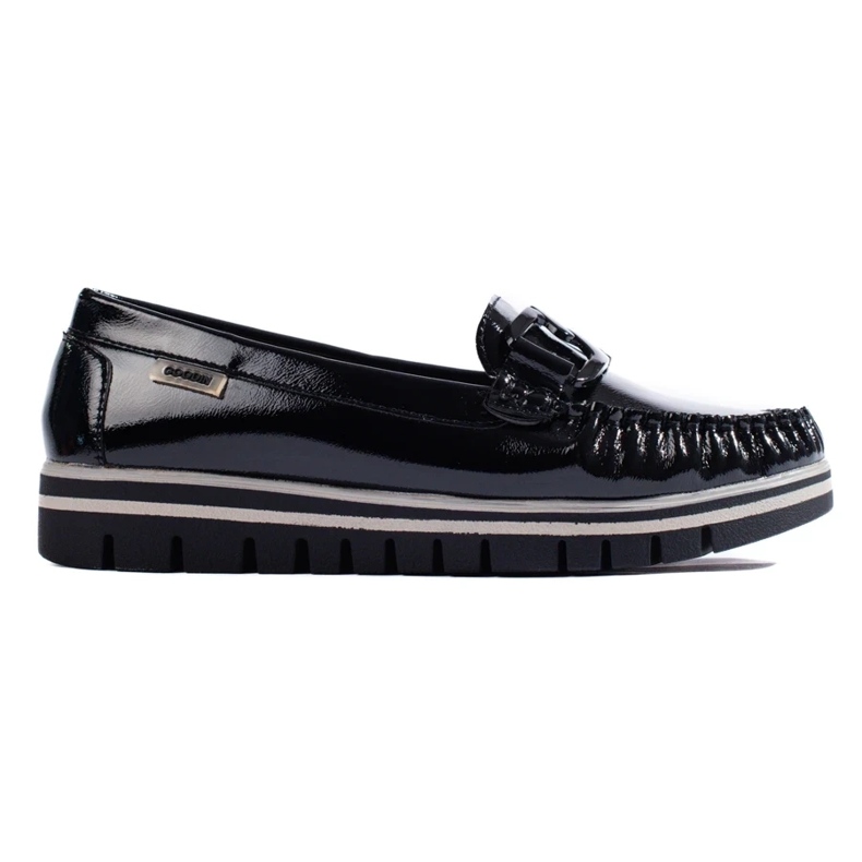 Patent black Shelovet platform loafers