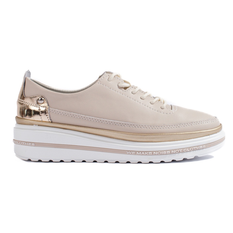 SHELOVET Women's beige leather shoes on the Shlovet platform