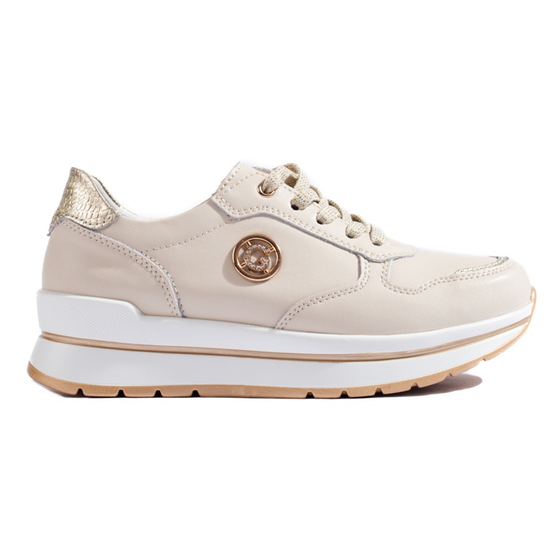 Beige leather platform sneakers from Shelovet Beige leather platform sneakers from Shelovet