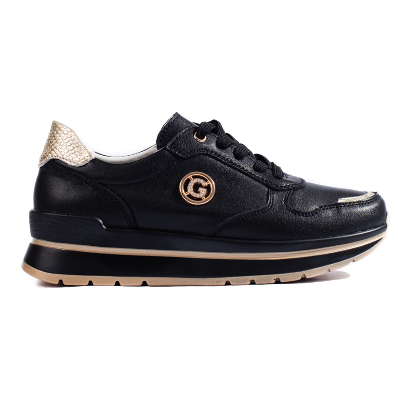 Black leather platform trainers from Shelovet