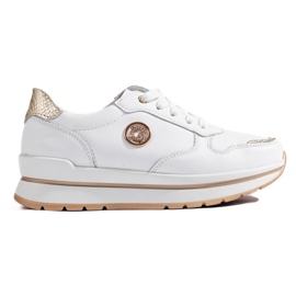 Leather white platform trainers from Shelovet
