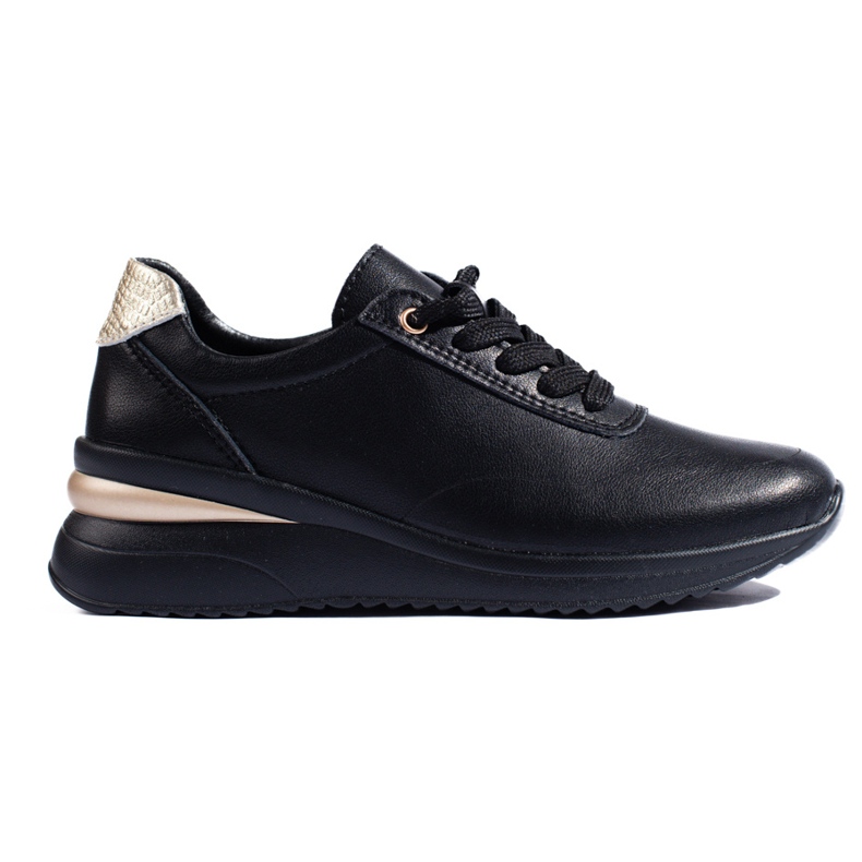 Black leather wedge sneakers from Shelovet