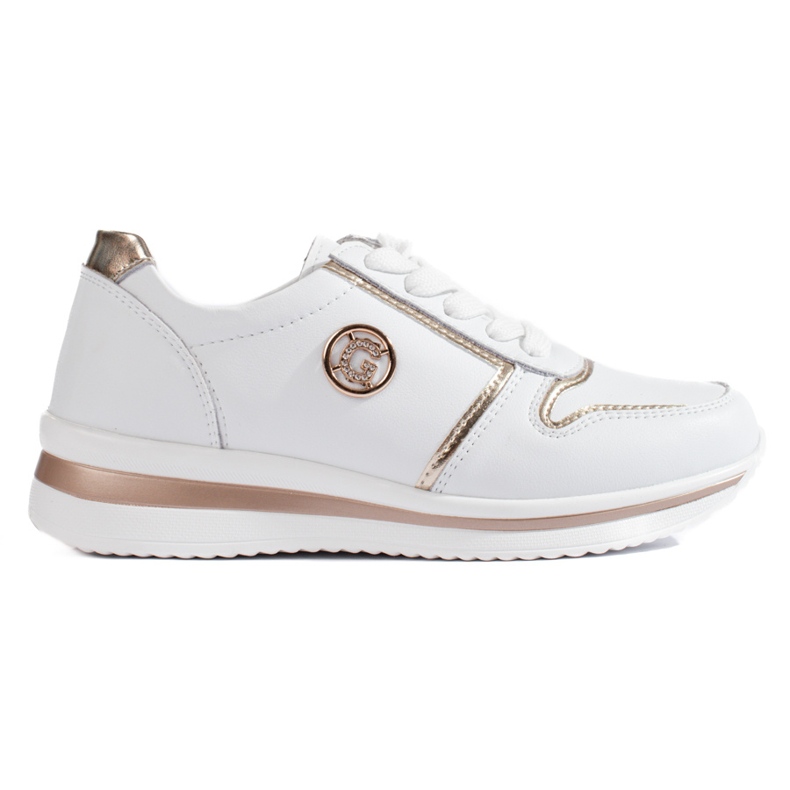 Shelovet women's white leather sports shoes