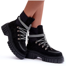 FB3 Women's Suede Lace Up Boots Black Acorn