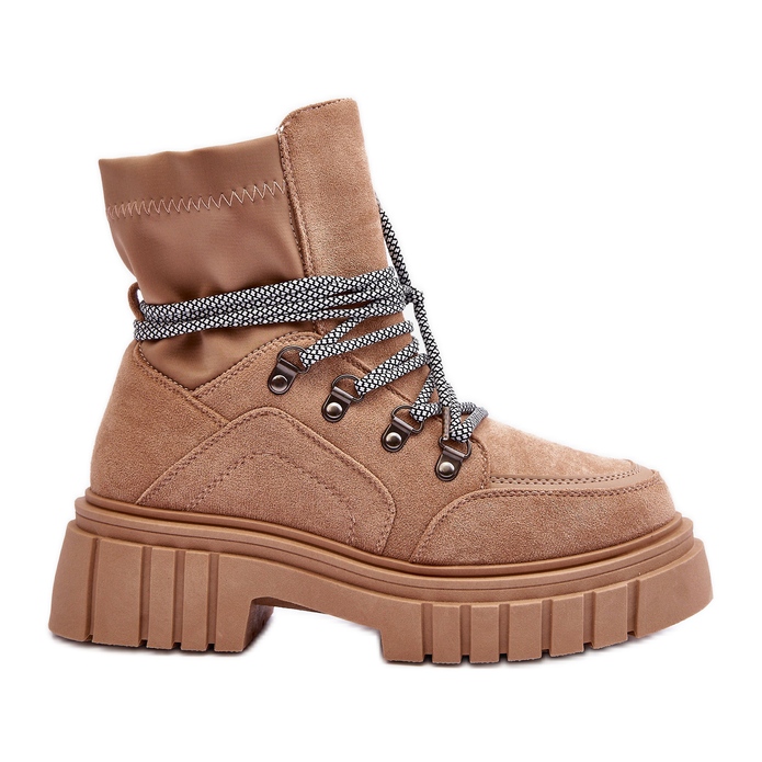 FB3 Women's Suede Lace Up Boots Dark Beige Acorn