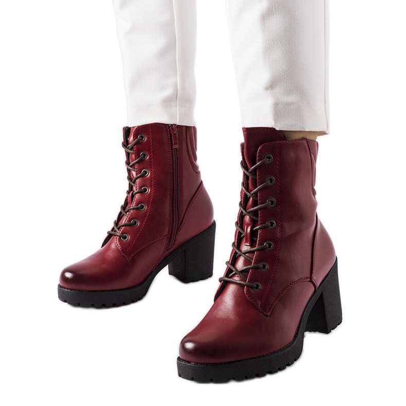 Inna Burgundy insulated ankle boots from Lanza red