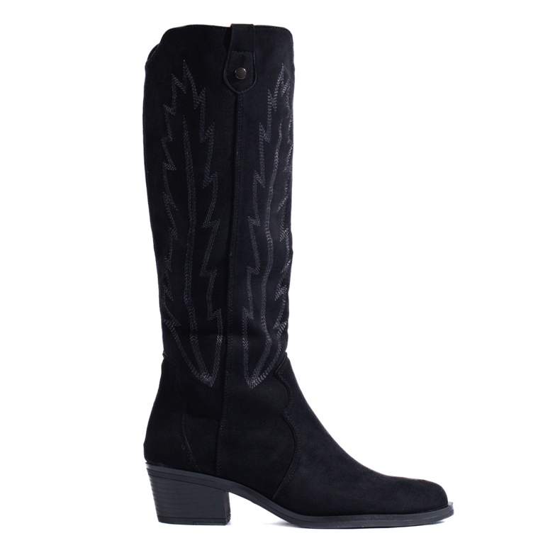 Shelovet black suede cowboy boots