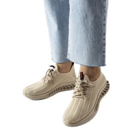 Beige slip on shoes with a lace