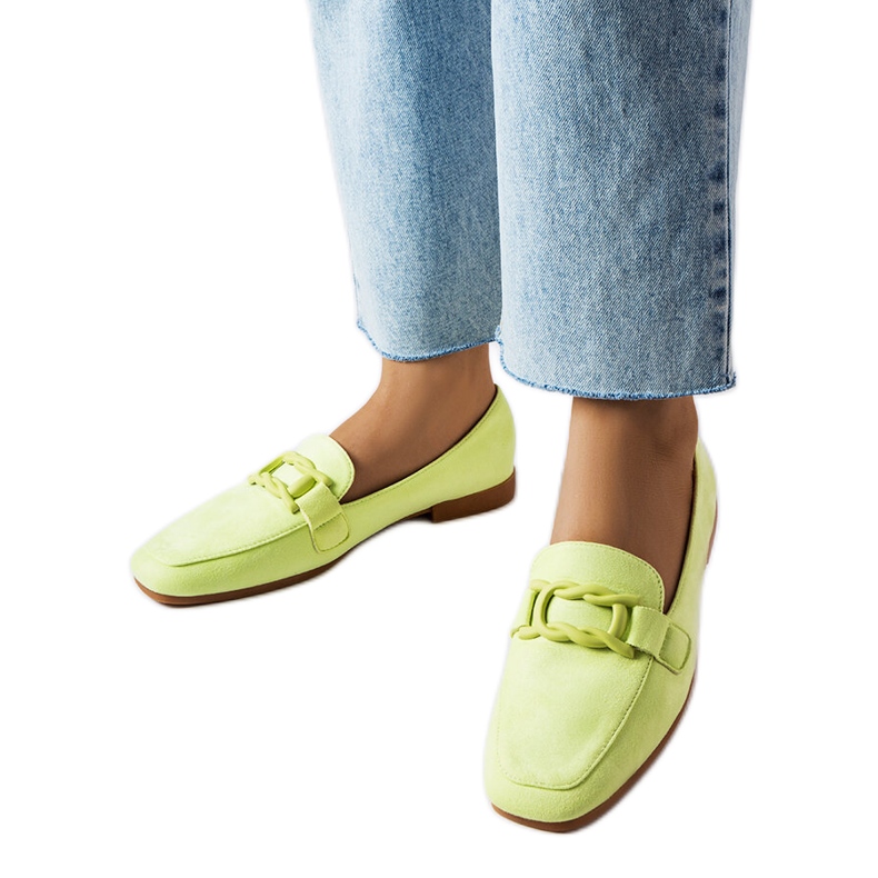 Green buckle loafers from Alighiero