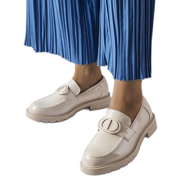Inna Beige lacquered Scranton loafers