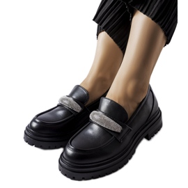 Black loafers with rhinestones from Hartford
