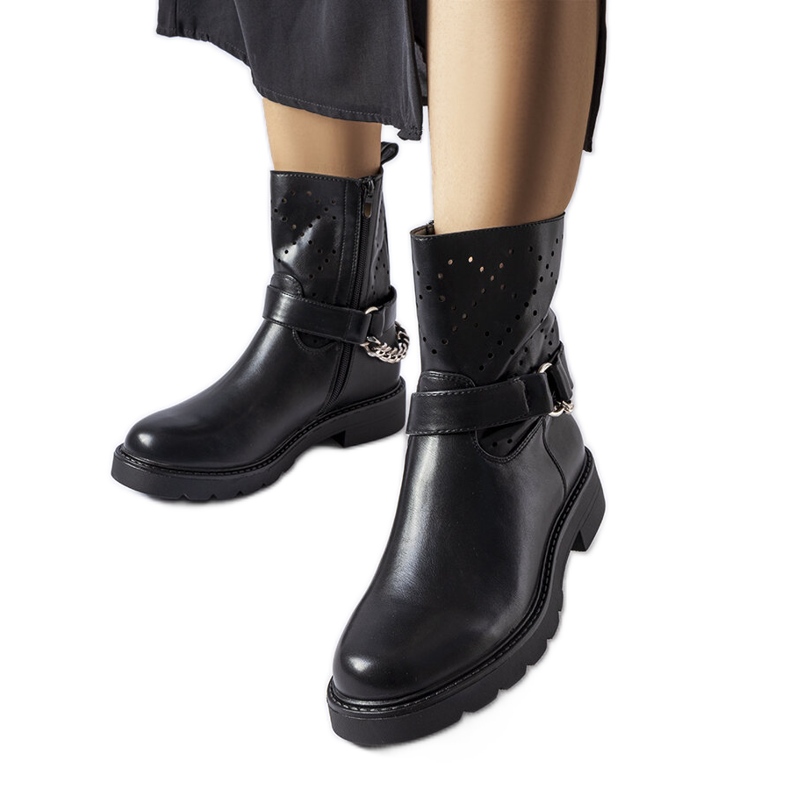 Black openwork boots with chain from Procopio