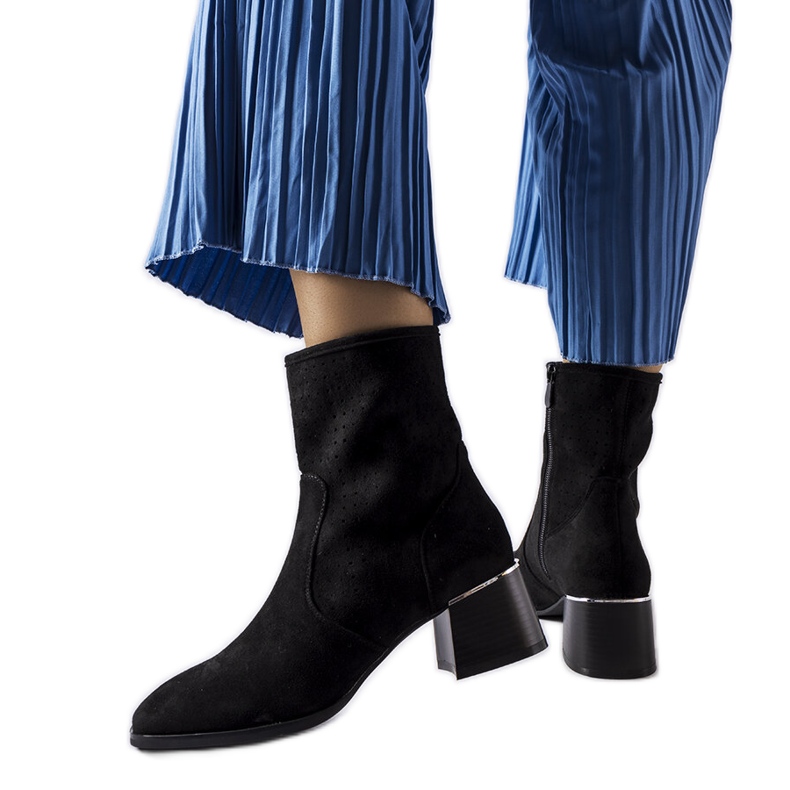 Black ankle boots with a perforated upper from Cavallo Black ankle boots with a perforated upper from Cavallo