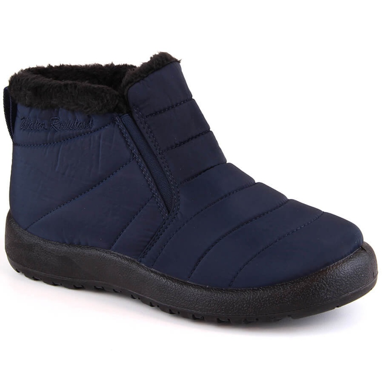 Women's waterproof slip-on snow boots with elastic bands navy blue News 3193