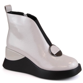 Women's wedge boots gray D&amp;A S.Barski Premium Collection MR870-36 grey
