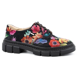 ARS Women's leather shoes on a thick sole with flowers 1163 black ARS Women's leather shoes on a thick sole with flowers 1163 black