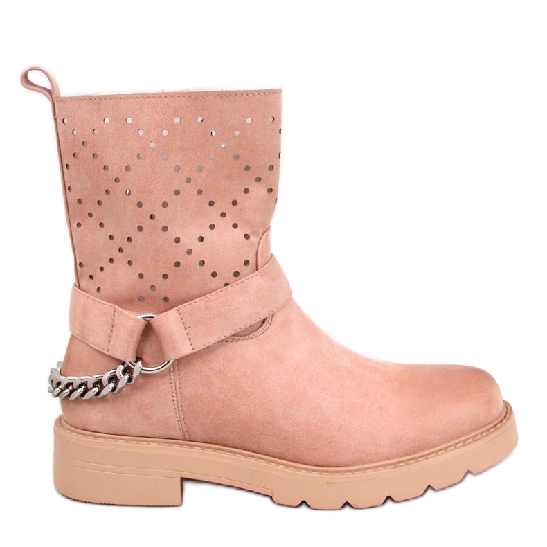 ISSEY openwork ankle boots pink