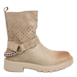 Issey openwork ankle boots beige