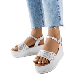 Silver openwork platform sandals from Stockton