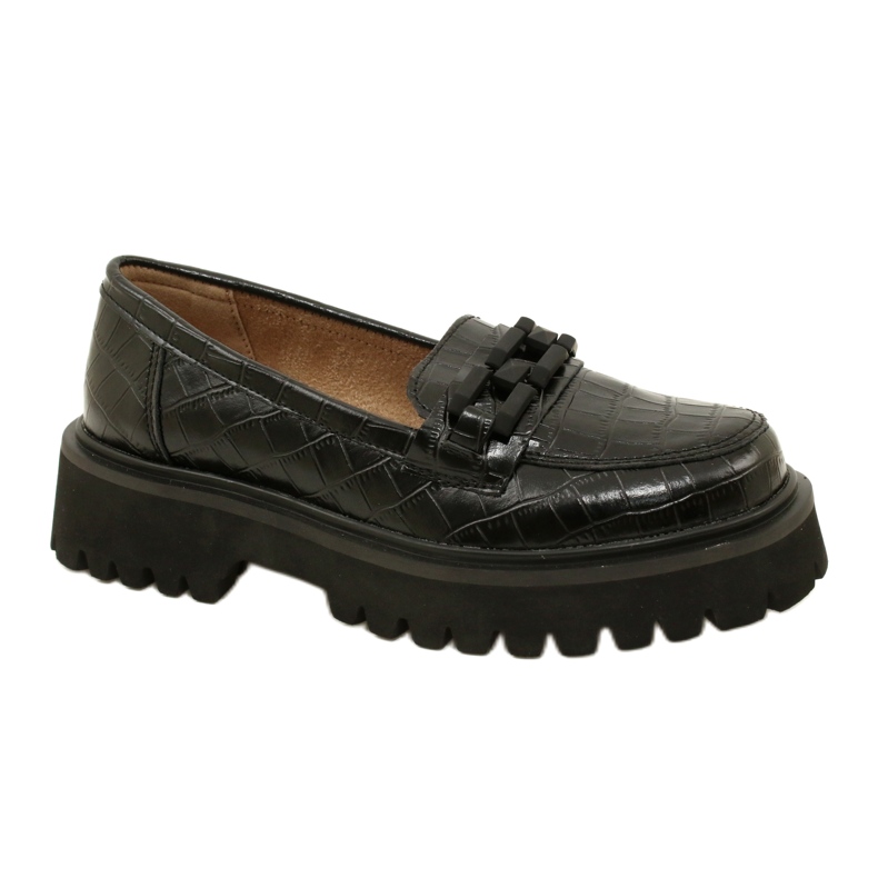 Leather moccasins with decoration Filippo DP4792/23 BK CR black