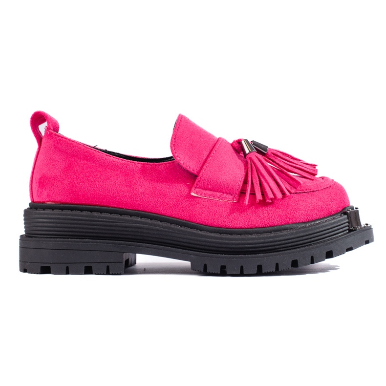 Fuchsia suede loafers for women Shelovet loafers pink