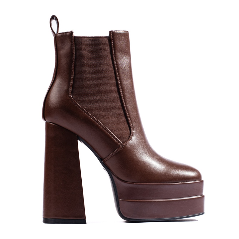 Shelovet brown platform boots with an elastic band