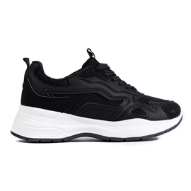 Shelovet women's black lace-up sneakers