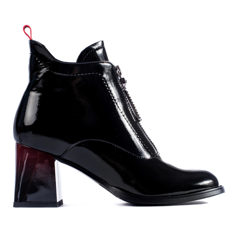 Patent black Shelovet post ankle boots