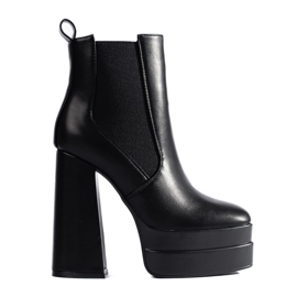 Shelovet black platform boots with elastic band