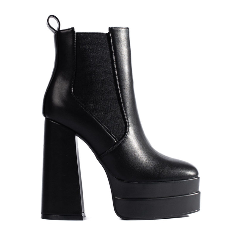 Shelovet black platform boots with elastic band