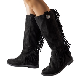 Black covered wedge boots from Lecore Black covered wedge boots from Lecore