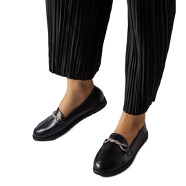 Black loafers with rhinestones from Paola