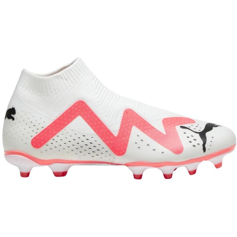 Puma Future Match+ Ll FG/AG 107366 01 white football shoes with sock