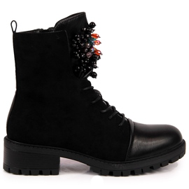 Women's insulated worker boots with beads, black Jezzi RMR2071-15 Women's insulated worker boots with beads, black Jezzi RMR2071-15