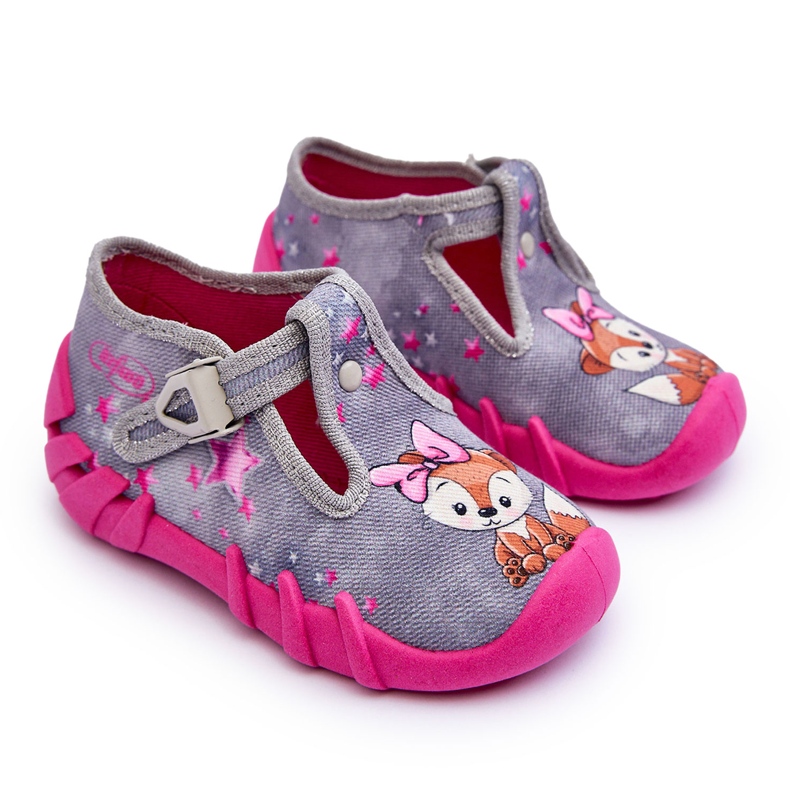 BEFADO S.A. Befado Squirrels Slippers Shoes 110P467 Gray and Pink