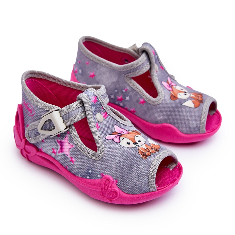 BEFADO S.A. Befado Squirrel Slippers Sandals 213P137 Gray and Pink