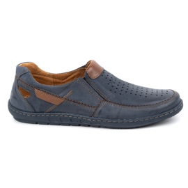 Olivier Men's leather loafers for the summer 602 navy blue Olivier Men's leather loafers for the summer 602 navy blue