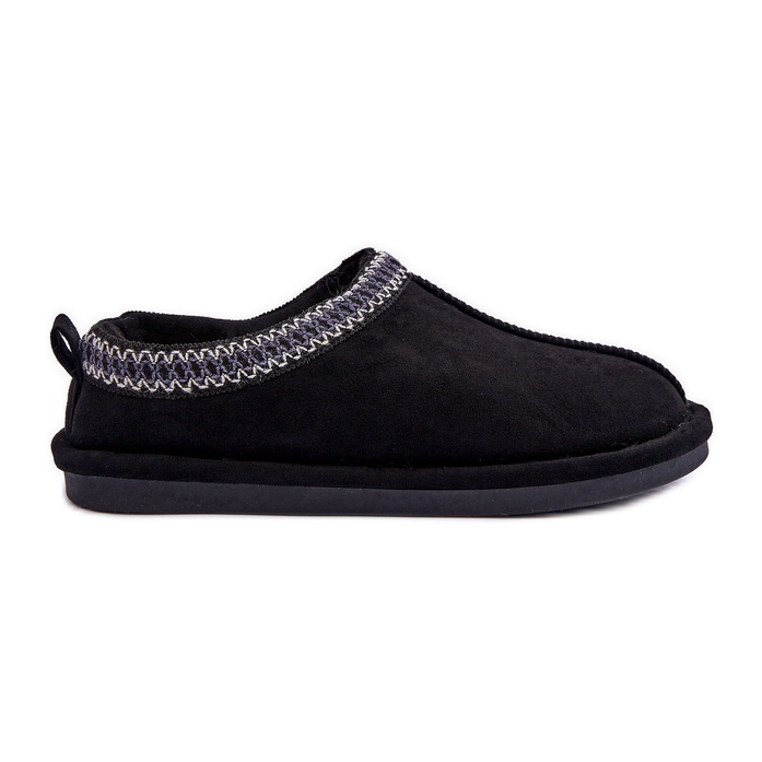 FB3 Women's Suede Slippers With Fur Black Polinna