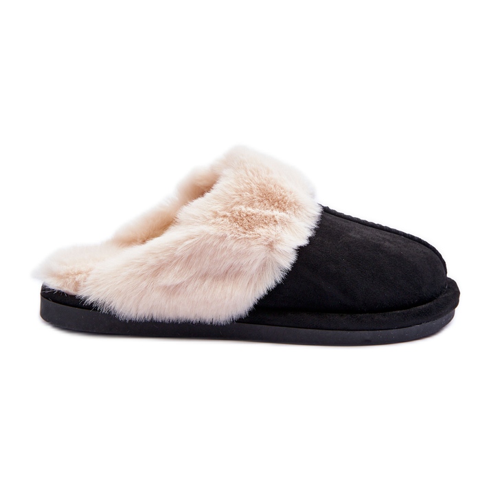FB3 Women's Slippers Flip-Flops with Fur Black Pinky FB3 Women's Slippers Flip-Flops with Fur Black Pinky