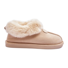 FB3 Women's Slippers With Fur, Light Beige Lanoze
