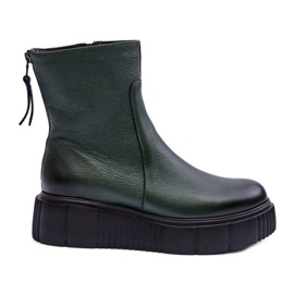 Lemar Women's Leather Boots On The Platform Green Jenefer
