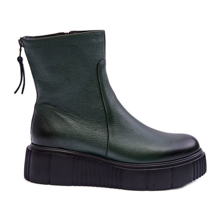 Lemar Women's Leather Boots On The Platform Green Jenefer
