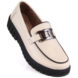 Women's leather shoes on a platform with a chain, beige Filippo DP4728 Women's leather shoes on a platform with a chain, beige Filippo DP4728