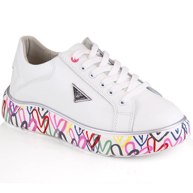 White Filippo DP4480 women's leather shoes on a colorful platform