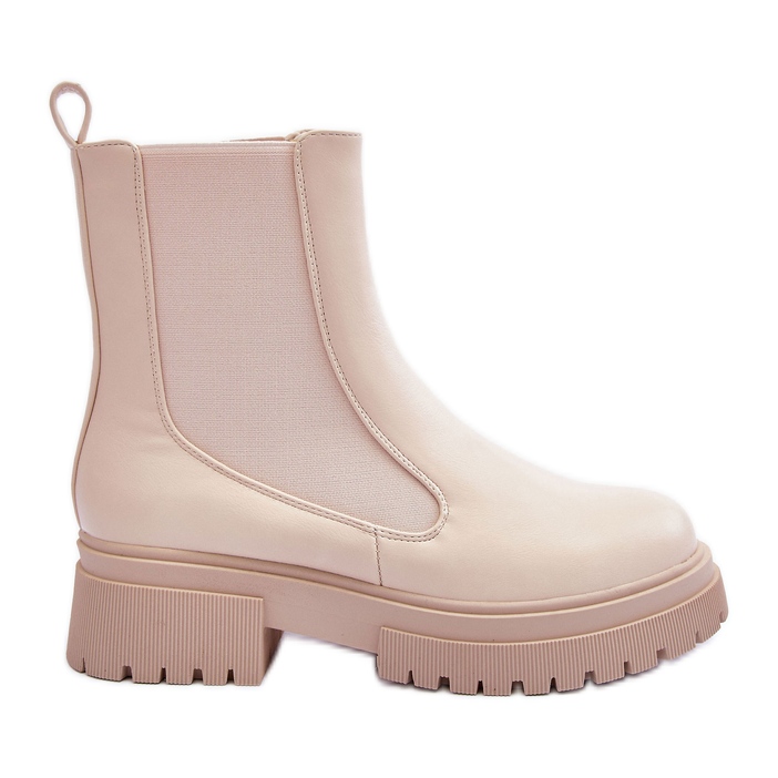 Classic Leather Chelsea Boots Beige Isminna