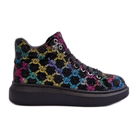 Sports Shoes on the Platform Rhinestones GOE MM2N4009 Black