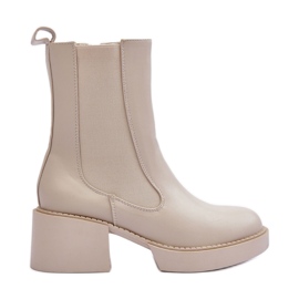 Beige Ironna Chelsea boots with massive high heels