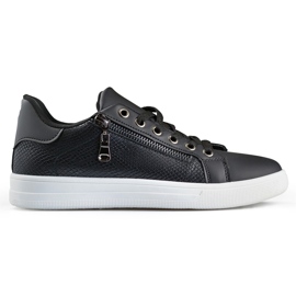 Black sports shoes with a decorative zipper